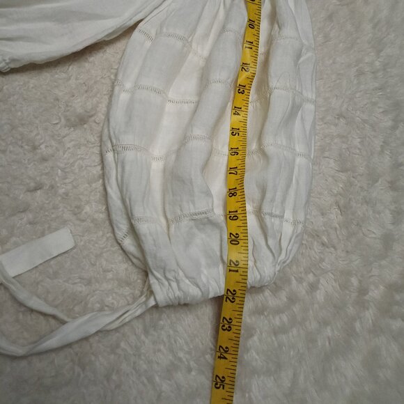 Free People Women's 100% Linen White Long Lantern Sleeve Blouses Top Size XS - Picture 6 of 9